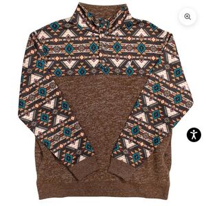 HOOEY STEVIE" BROWN/TAN W/AZTEC PATTERN XXL Top XXL